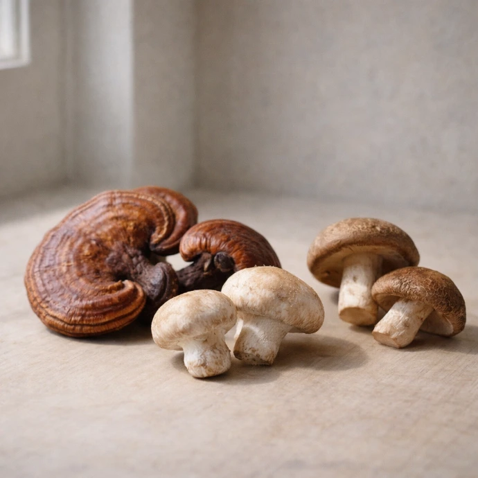 hongos funcionales, reishi, shiitake y agaricus